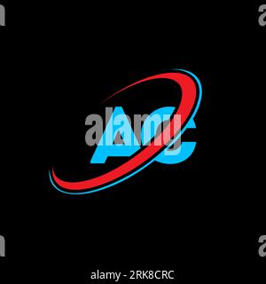 AC A C letter logo design. Initial letter AC linked circle uppercase monogram logo red and blue. AC logo, A C design. ac, a c Stock Vector