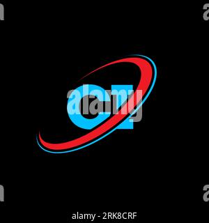 CI C I letter logo design. Initial letter CI linked circle uppercase monogram logo red and blue. CI logo, C I design. ci, c i Stock Vector