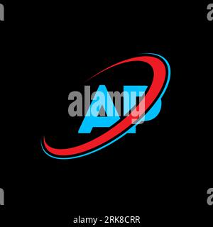 AP A P letter logo design. Initial letter AP linked circle uppercase monogram logo red and blue. AP logo, A P design. ap, a p, A&P Stock Vector