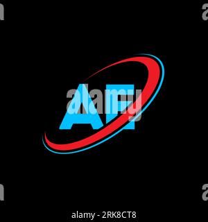AE A E letter logo design. Initial letter AE linked circle uppercase monogram logo red and blue. AE logo, A E design. ae, a e Stock Vector