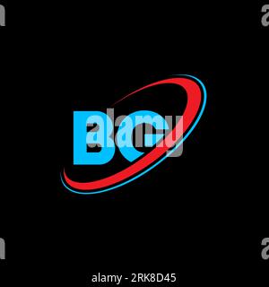 BG B G letter logo design. Initial letter BG linked circle uppercase monogram logo red and blue. BG logo, B G design. bg, b g Stock Vector
