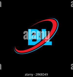 BL B L letter logo design. Initial letter BL linked circle uppercase monogram logo red and blue. BL logo, B L design. bl, b l Stock Vector