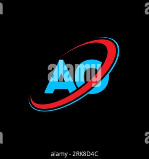AO A O letter logo design. Initial letter AO linked circle uppercase monogram logo red and blue. AO logo, A O design. ao, a o, A&O Stock Vector