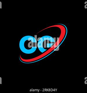 CG C G letter logo design. Initial letter CG linked circle uppercase monogram logo red and blue. CG logo, C G design. cg, c g Stock Vector