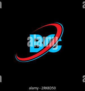 BC B C letter logo design. Initial letter BC linked circle uppercase monogram logo red and blue. BC logo, B C design. bc, b c Stock Vector