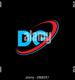 DG D G letter logo design. Initial letter DG linked circle uppercase monogram logo red and blue. DG logo, D G design. dg, d g Stock Vector