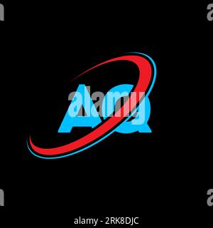 AQ A Q letter logo design. Initial letter AQ linked circle uppercase monogram logo red and blue. AQ logo, A Q design. aq, a q, A&Q Stock Vector