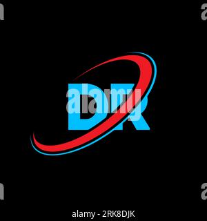 DR D R letter logo design. Initial letter DR linked circle uppercase monogram logo red and blue. DR logo, D R design. dr, d r Stock Vector