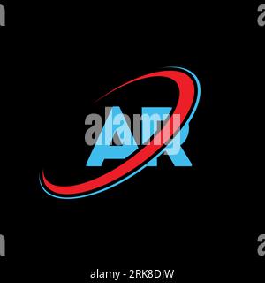 AR A R letter logo design. Initial letter AR linked circle uppercase monogram logo red and blue. AR logo, A R  design. ar, a r Stock Vector