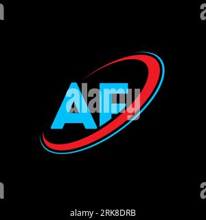 AF A F letter logo design. Initial letter AF linked circle uppercase monogram logo red and blue. AF logo, A F design. af, a f Stock Vector