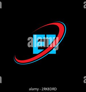 EI E I letter logo design. Initial letter EI linked circle uppercase monogram logo red and blue. EI logo, E I design. ei, e i Stock Vector