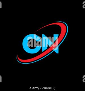 CN C N letter logo design. Initial letter CN linked circle uppercase monogram logo red and blue. CN logo, C N design. cn, c n Stock Vector