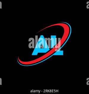 AL A L letter logo design. Initial letter AL linked circle uppercase monogram logo red and blue. AL logo, A L design. al, a l Stock Vector