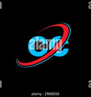 CC C C letter logo design. Initial letter CC linked circle uppercase monogram logo red and blue. CC logo, C C design. cc, c c Stock Vector