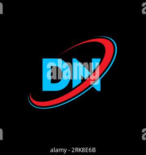 DN D N letter logo design. Initial letter DN linked circle uppercase monogram logo red and blue. DN logo, D N design. dn, d n Stock Vector