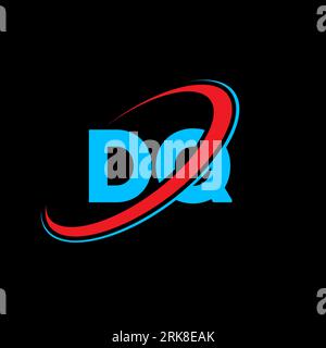 DQ D Q letter logo design. Initial letter DQ linked circle uppercase monogram logo red and blue. DQ logo, D Q design. dq, d q, D&Q Stock Vector