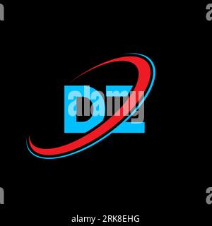DZ D Z letter logo design. Initial letter DZ linked circle uppercase monogram logo red and blue. DZ logo, D Z design. dz, d z Stock Vector