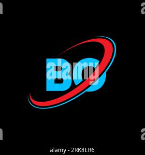 BO B O letter logo design. Initial letter BO linked circle uppercase monogram logo red and blue. BO logo, B O design. bo, b o, B&O Stock Vector