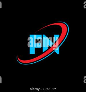 FN F N letter logo design. Initial letter FN linked circle uppercase monogram logo red and blue. FN logo, F N design. fn, f n Stock Vector