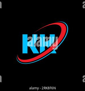 KK K K letter logo design. Initial letter KK linked circle uppercase monogram logo red and blue. KK logo, K K design. kk, k k Stock Vector