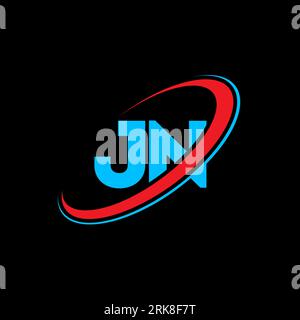 JN J N letter logo design. Initial letter JN linked circle uppercase monogram logo red and blue. JN logo, J N design. jn, j n Stock Vector