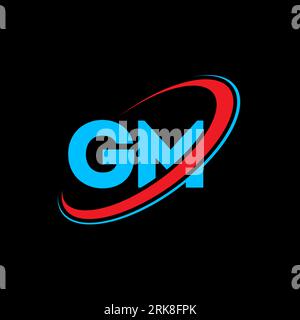 GM G M letter logo design. Initial letter GM linked circle uppercase monogram logo red and blue. GM logo, G M design. gm, g m Stock Vector