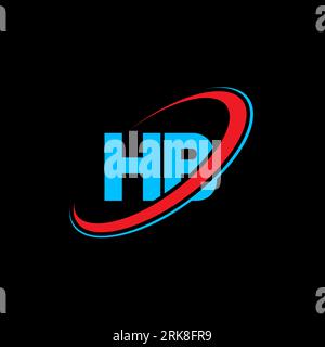 HB H B letter logo design. Initial letter HB linked circle uppercase monogram logo red and blue. HB logo, H B design. hb, h b Stock Vector