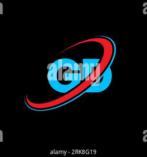 GD G D letter logo design. Initial letter GD linked circle uppercase monogram logo red and blue. GD logo, G D design. gd, g d Stock Vector