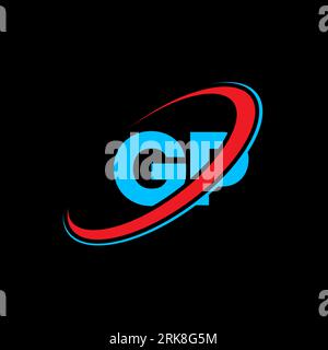 GP G P letter logo design. Initial letter GP linked circle uppercase monogram logo red and blue. GP logo, G P design. gp, g p, G&P Stock Vector