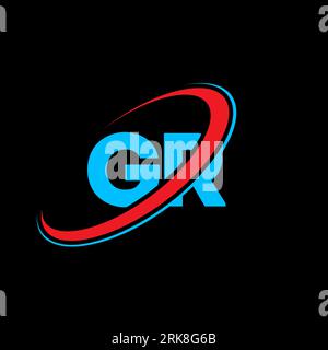 GR G R letter logo design. Initial letter GR linked circle uppercase monogram logo red and blue. GR logo, G R design. gr, g r Stock Vector