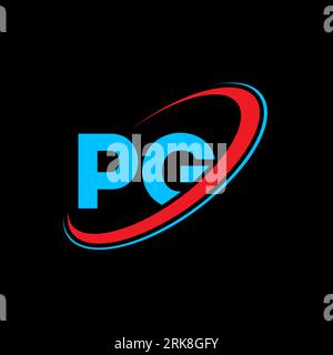 PG P G letter logo design. Initial letter PG linked circle uppercase monogram logo red and blue. PG logo, P G design. pg, p g Stock Vector