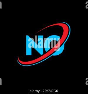 NO N O letter logo design. Initial letter NO linked circle uppercase monogram logo red and blue. NO logo, N O design. no, n o, n&o Stock Vector