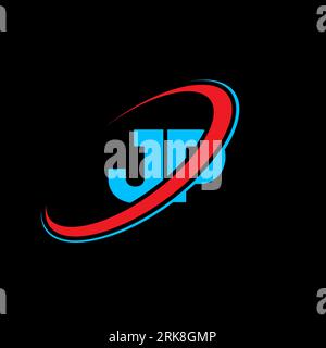 JP J P letter logo design. Initial letter JP linked circle uppercase monogram logo red and blue. JP logo, J P design. jp, j p, J&P Stock Vector