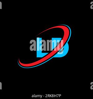 LD L D letter logo design. Initial letter LD linked circle uppercase monogram logo red and blue. LD logo, L D design. ld, l d Stock Vector