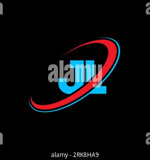 JL J L letter logo design. Initial letter JL linked circle uppercase monogram logo red and blue. JL logo, J L design. jl, j l Stock Vector