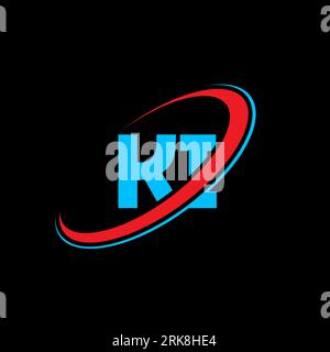 KI K I letter logo design. Initial letter KI linked circle uppercase monogram logo red and blue. KI logo, K I design. ki, k i Stock Vector