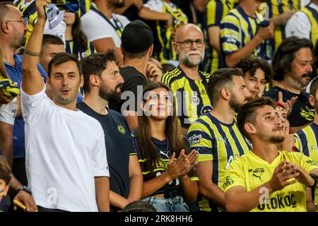 Istanbul, Turkey. 24th Aug, 2023. ISTANBUL, TURKEY - AUGUST 24: Fans and supporters of Fenerbahce during the UEFA Conference League - Play-offs - 1st leg match between Fenerbahce and FC Twente at Ulker Fenerbahce Sukru Saracoglu Stadium on August 24, 2023 in Istanbul, Turkey (Photo by Tolga Adanali/Orange Pictures) Credit: Orange Pics BV/Alamy Live News Stock Photo