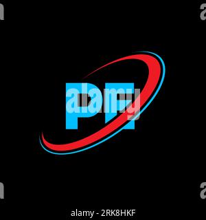 PE P E letter logo design. Initial letter PE linked circle uppercase monogram logo red and blue. PE logo, P E design. pe, p e Stock Vector