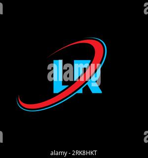 LR L R letter logo design. Initial letter LR linked circle uppercase monogram logo red and blue. LR logo, L R design. lr, l r Stock Vector