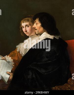 Double Portrait of Constantijn Huygens (1596-1687) and Suzanna van Baerle (1599-1637) circa 1635 by Jacob van Campen Stock Photo