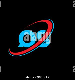 QS Q S letter logo design. Initial letter QS linked circle uppercase monogram logo red and blue. QS logo, Q S design. qs, q s Stock Vector