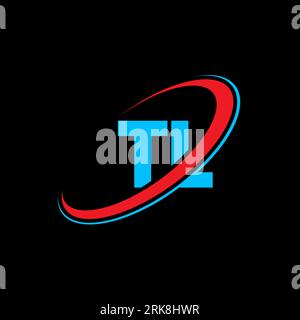 TL T L letter logo design. Initial letter TL linked circle uppercase monogram logo red and blue. TL logo, W L design. tl, t l Stock Vector