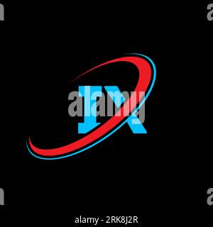 IX I X letter logo design. Initial letter IX linked circle uppercase monogram logo red and blue. IX logo, I X design. ix, i x Stock Vector
