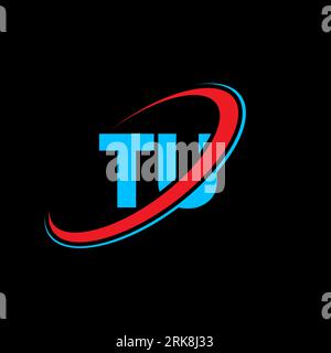 TU T U letter logo design. Initial letter TU linked circle uppercase monogram logo red and blue. TU logo, T U design. tu, t u Stock Vector