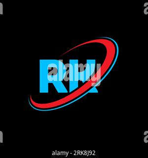 RK R K letter logo design. Initial letter RK linked circle uppercase monogram logo red and blue. RK logo, R K design. rk, r k Stock Vector
