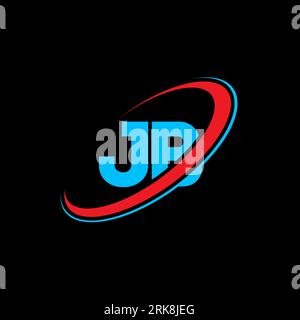 JB J B letter logo design. Initial letter JB linked circle uppercase monogram logo red and blue. JB logo, J B design. jb, j b Stock Vector