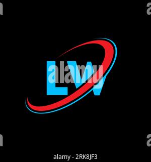 LW L W letter logo design. Initial letter LW linked circle uppercase monogram logo red and blue. LW logo, L W design. lw, l w Stock Vector