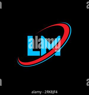 LM L M letter logo design. Initial letter LM linked circle uppercase monogram logo red and blue. LM logo, L M design. lm, l m Stock Vector