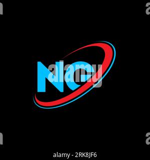 NG N G letter logo design. Initial letter NG linked circle uppercase monogram logo red and blue. NG logo, N G design. ng, n g Stock Vector