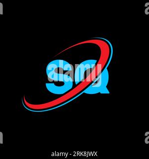 SQ S Q letter logo design. Initial letter SQ linked circle uppercase monogram logo red and blue. SQ logo, S Q design. sq, s q, S&Q Stock Vector